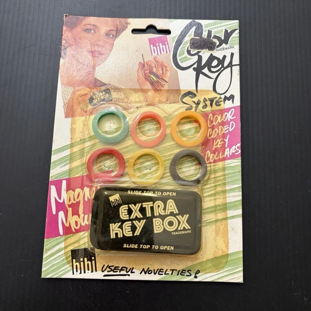 Vintage Bibi Color Key ID System Key Collars & Extra Key Box 1978 Sealed